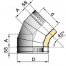 Отвод 45° DOTH D250 с изоляцией 50 мм, AISI 321/оцинкованная сталь (Вулкан)